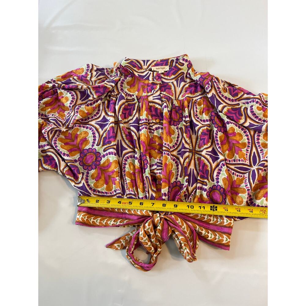 NWT Haute Hippie 2 pc Set Blouse Pants Womens Medium Floral Abstract Y2K Boho - Picture 9 of 15